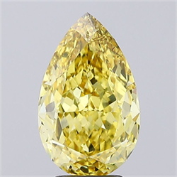 Picture of Lab Grown Diamond 4.01 Carats, Pear with  Cut, Fancy Vivid Yellow Color, VS2 Clarity and Certified by IGI