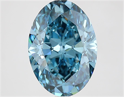 Picture of Lab Grown Diamond 4.10 Carats, Oval with  Cut, Fancy Vivid Blue Color, VVS2 Clarity and Certified by IGI