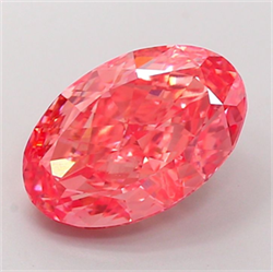 Picture of Lab Grown Diamond 3.90 Carats, Oval with  Cut, Fancy Vivid Pink Color, VVS2 Clarity and Certified by IGI