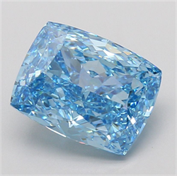 Picture of Lab Grown Diamond 5.10 Carats, CUSHION MODIFIED with  Cut, Fancy Vivid Blue Color, VS1 Clarity and Certified by IGI