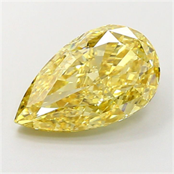 Picture of Lab Grown Diamond 5.03 Carats, Pear with  Cut, Fancy Intense Yellow Color, VS1 Clarity and Certified by IGI