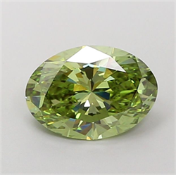 Picture of Lab Grown Diamond 2.01 Carats, Oval with  Cut, Fancy Vivid Green Color, VS2 Clarity and Certified by IGI