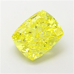 Picture of Lab Grown Diamond 1.60 Carats, CUSHION MODIFIED with  Cut, Fancy Intense Yellow Color, IF Clarity and Certified by IGI