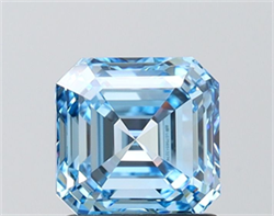 Picture of Lab Grown Diamond 1.51 Carats, Asscher with  Cut, Fancy Vivid Blue Color, IF Clarity and Certified by IGI