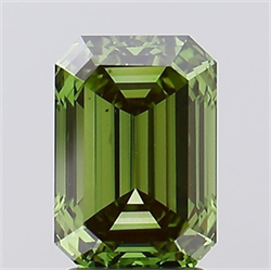Picture of Lab Grown Diamond 2.79 Carats, Emerald with  Cut, Fancy Vivid Green Color, VS1 Clarity and Certified by IGI