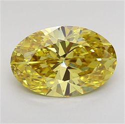 Picture of Lab Grown Diamond 1.81 Carats, Oval with  Cut, Fancy Intense Yellow Color, VS2 Clarity and Certified by IGI