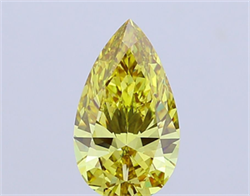 Picture of Lab Grown Diamond 6.10 Carats, Pear with  Cut, Fancy Vivid Yellow Color, VS1 Clarity and Certified by IGI