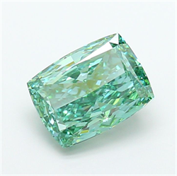 Picture of Lab Grown Diamond 4.06 Carats, CUSHION MODIFIED with  Cut, Fancy Vivid Green Color, VS1 Clarity and Certified by IGI