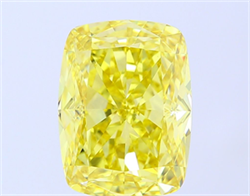 Picture of Lab Grown Diamond 7.70 Carats, CUSHION MODIFIED with  Cut, Fancy Vivid Yellow Color, VVS2 Clarity and Certified by IGI