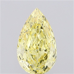 Picture of Lab Grown Diamond 1.64 Carats, Pear with  Cut, Fancy Vivid Yellow Color, VS1 Clarity and Certified by IGI