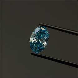 Picture of Lab Grown Diamond 1.92 Carats, Oval with  Cut, Fancy Vivid Blue Color, VS2 Clarity and Certified by IGI
