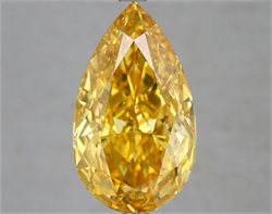 Picture of Lab Grown Diamond 6.18 Carats, Pear with  Cut, Fancy Vivid Yellow Color, VVS2 Clarity and Certified by IGI