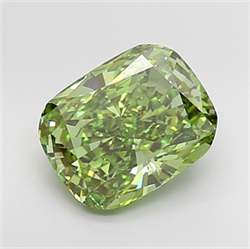 Picture of Lab Grown Diamond 4.11 Carats, Cushion with  Cut, Fancy Vivid Green Color, VS2 Clarity and Certified by IGI