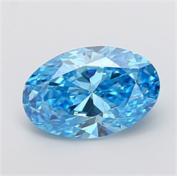 Picture of Lab Grown Diamond 3.01 Carats, Oval with  Cut, Fancy Vivid Blue Color, VS1 Clarity and Certified by IGI