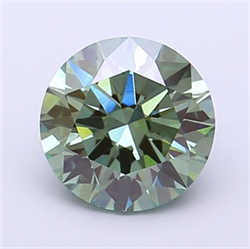 Picture of Lab Grown Diamond 1.60 Carats, Round with Ideal Cut, Fancy Vivid Green Color, VS1 Clarity and Certified by IGI