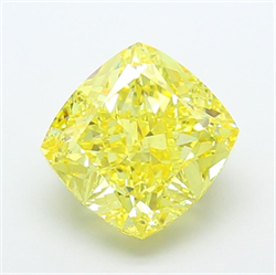 Picture of Lab Grown Diamond 5.62 Carats, CUSHION MODIFIED with  Cut, Fancy Intense Yellow Color, VS1 Clarity and Certified by IGI