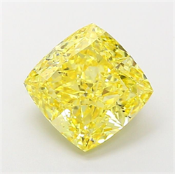 Picture of Lab Grown Diamond 3.11 Carats, CUSHION MODIFIED with  Cut, Fancy Vivid Yellow Color, VS2 Clarity and Certified by IGI