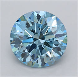 Picture of Lab Grown Diamond 2.00 Carats, Round with Ideal Cut, Fancy Vivid Blue Color, VS1 Clarity and Certified by IGI