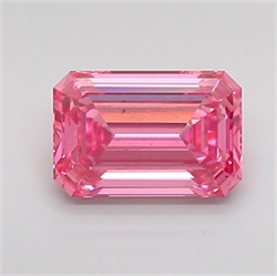 Picture of Lab Grown Diamond 1.57 Carats, Emerald with  Cut, Fancy Vivid Pink Color, VS2 Clarity and Certified by IGI