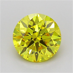 Picture of Lab Grown Diamond 1.50 Carats, Round with Excellent Cut, Fancy Vivid Yellow Color, VVS1 Clarity and Certified by IGI