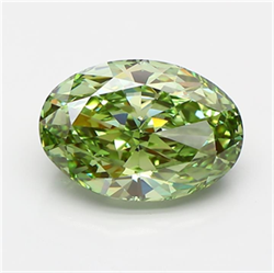 Picture of Lab Grown Diamond 4.52 Carats, Oval with  Cut, Fancy Vivid Green Color, VS1 Clarity and Certified by IGI