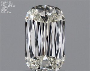 Picture of Natural Diamond 0.75 Carats, Cushion with  Cut, J Color, VS2 Clarity and Certified by GIA