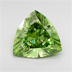 Picture of Lab Grown Diamond 1.34 Carats, TRIANGULAR with  Cut, Fancy Vivid Green Color, VS2 Clarity and Certified by IGI