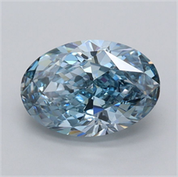 Picture of Lab Grown Diamond 2.06 Carats, Oval with  Cut, Fancy Vivid Blue Color, VVS1 Clarity and Certified by IGI