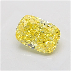Picture of Lab Grown Diamond 2.50 Carats, CUSHION MODIFIED with  Cut, Fancy Vivid Yellow Color, VS1 Clarity and Certified by IGI