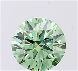 Picture of Lab Grown Diamond 1.68 Carats, Round with Excellent Cut, Fancy Vivid Green Color, VS1 Clarity and Certified by IGI