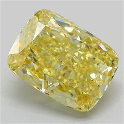 Picture of Lab Grown Diamond 5.12 Carats, CUSHION MODIFIED with  Cut, Fancy Intense Yellow Color, VS1 Clarity and Certified by IGI
