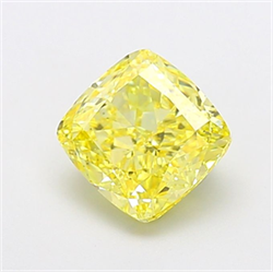 Picture of Lab Grown Diamond 2.58 Carats, CUSHION MODIFIED with  Cut, Fancy Vivid Yellow Color, VS1 Clarity and Certified by IGI