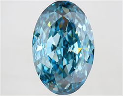 Picture of Lab Grown Diamond 6.01 Carats, Oval with  Cut, Fancy Vivid Blue Color, VVS2 Clarity and Certified by IGI