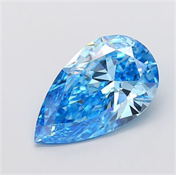 Picture of Lab Grown Diamond 4.03 Carats, Pear with  Cut, Fancy Vivid Blue Color, VVS2 Clarity and Certified by IGI