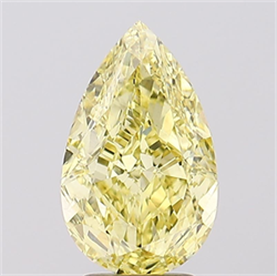 Picture of Lab Grown Diamond 3.57 Carats, Pear with  Cut, Fancy Intense Yellow Color, VS1 Clarity and Certified by IGI