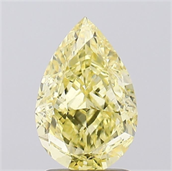 Picture of Lab Grown Diamond 2.01 Carats, Pear with  Cut, Fancy Intense Yellow Color, VS1 Clarity and Certified by IGI