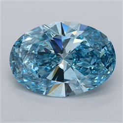 Picture of Lab Grown Diamond 1.50 Carats, Oval with  Cut, Fancy Vivid Blue Color, VVS2 Clarity and Certified by IGI