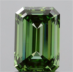 Picture of Lab Grown Diamond 1.23 Carats, Emerald with  Cut, Fancy Vivid Green Color, VS1 Clarity and Certified by IGI