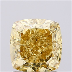 Picture of Lab Grown Diamond 1.43 Carats, CUSHION MODIFIED with  Cut, Fancy Intense Yellow Color, VS2 Clarity and Certified by IGI