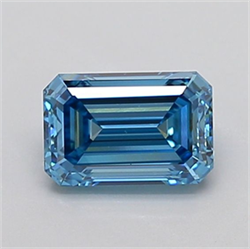 Picture of Lab Grown Diamond 1.50 Carats, Emerald with  Cut, Fancy Vivid Blue Color, VS1 Clarity and Certified by IGI