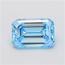 Picture of Lab Grown Diamond 3.01 Carats, Emerald with  Cut, Fancy Vivid Blue Color, VS1 Clarity and Certified by IGI