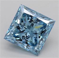 Picture of Lab Grown Diamond 1.57 Carats, Princess with  Cut, Fancy Vivid Blue Color, VS1 Clarity and Certified by IGI