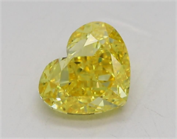 Picture of Lab Grown Diamond 1.41 Carats, Heart with  Cut, Fancy Vivid Yellow Color, VVS2 Clarity and Certified by IGI