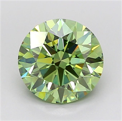 Picture of Lab Grown Diamond 3.01 Carats, Round with Ideal Cut, Fancy Vivid Green Color, VS1 Clarity and Certified by IGI