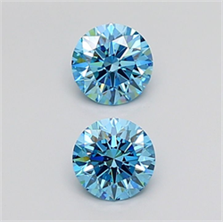 Picture of Lab Grown Diamond 1.50 Carats, Round with Ideal Cut, Fancy Vivid Blue Color, VVS2 Clarity and Certified by IGI