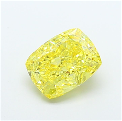 Picture of Lab Grown Diamond 5.06 Carats, CUSHION MODIFIED with  Cut, Fancy Vivid Yellow Color, VS1 Clarity and Certified by IGI
