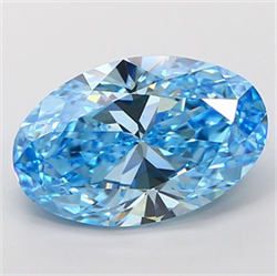 Picture of Lab Grown Diamond 4.09 Carats, Oval with  Cut, Fancy Vivid Blue Color, VS1 Clarity and Certified by IGI