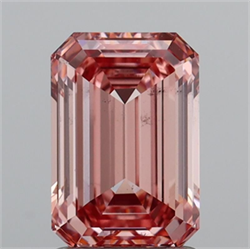 Picture of Lab Grown Diamond 1.71 Carats, Emerald with  Cut, Fancy Vivid Pink Color, VS2 Clarity and Certified by IGI