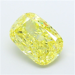 Picture of Lab Grown Diamond 4.02 Carats, CUSHION MODIFIED with  Cut, Fancy Vivid Yellow Color, VS1 Clarity and Certified by IGI