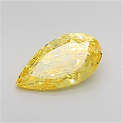 Picture of Lab Grown Diamond 1.48 Carats, Pear with  Cut, Fancy Vivid Yellow Color, VS1 Clarity and Certified by IGI